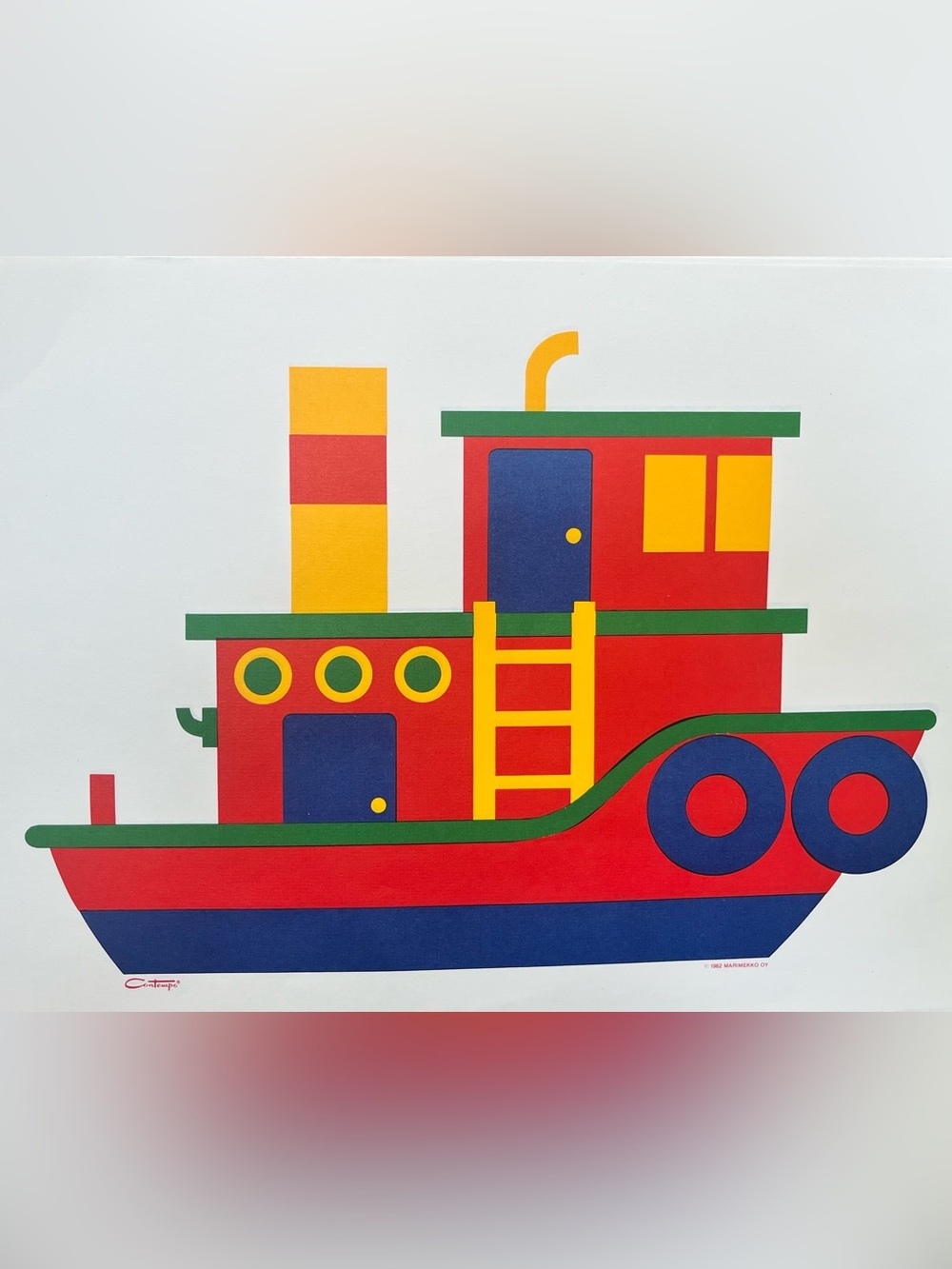 Kids Toy Boat Wall Art Print - Red, Blue & Yellow